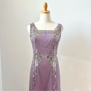 Carolina Herrera Silk Sequins Purple Dress